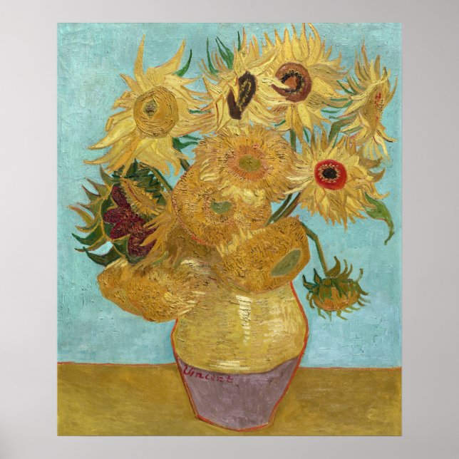 Poster Vase com doze girassóis por Vincent van Gogh (Frente)