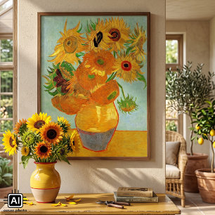 Pôster Vase com doze girassóis por Vincent van Gogh