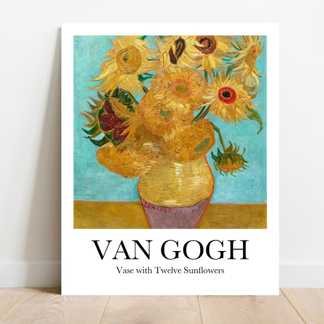Poster Vase com doze girassóis por Vincent van Gogh (Van Gogh Sunflowers Poster: Brighten your space with Van Gogh's iconic sunflowers in a stunning vase)