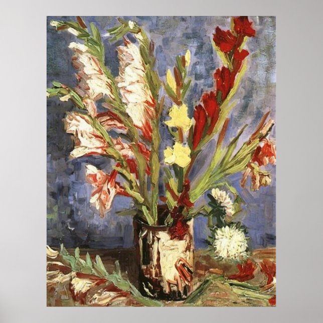 Pôster Vase com Gladioli 1886, Vincent van Gogh (Frente)