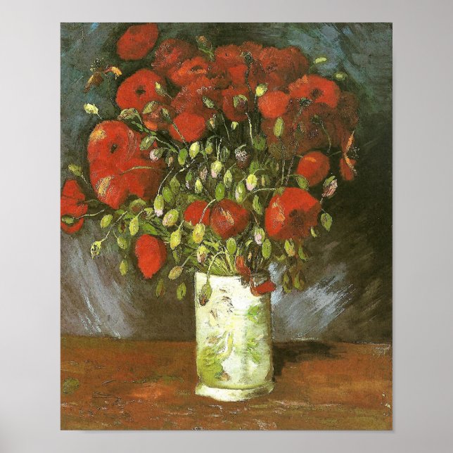 Pôster Vase Com Pópias Vermelhas (F279) Van Gogh Belas Ar (Frente)
