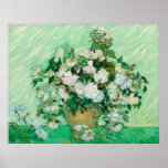 Pôster Vase com Rosas de Vincent Van Gogh<br><div class="desc">Vase com Rosas de Vincent Van Gogh, óleo na canvas 1890, é uma pintura de vida morta de um grande grupo de flores pálidas floridas em um vaso de cerâmica. Van Gogh pintou em espessas e giratórias braçadeiras de alteração às cores do óleo com variações de cor rosa, branca, amarela...</div>