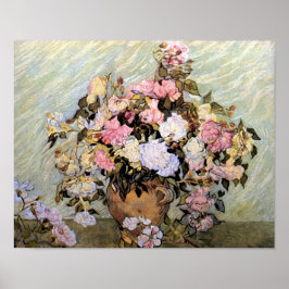 Pôster Vase com Rosas Rosa Van Gogh Belas Artes