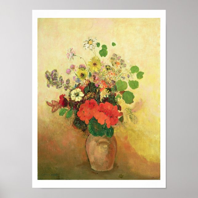 Pôster Vase das flores, c.1908-10 (óleo na canvas) (Frente)