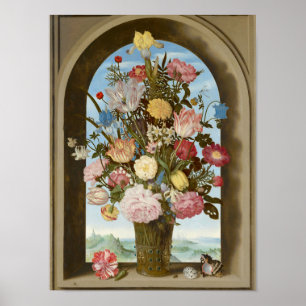 Poster Vase das flores em uma janela, c.1618