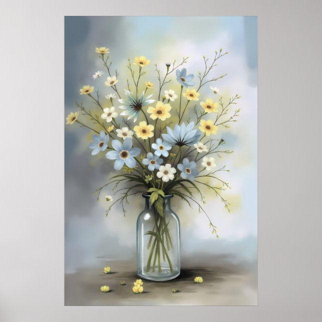 Poster Vase de Aquarela Elegante com toque flexível (Frente)