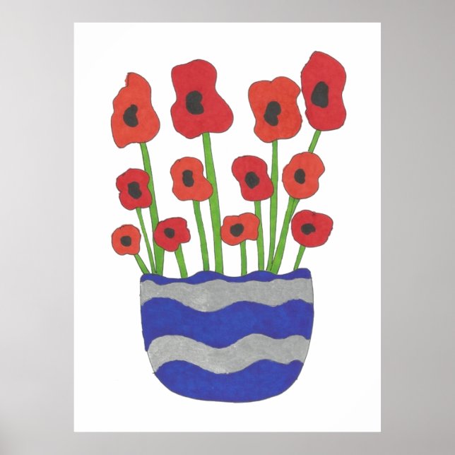Poster Vase de Poppies Arte Contemporânea (Frente)