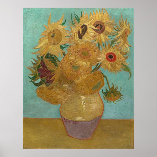 Poster Vase de Van Gogh com Doze Girassóis (Frente)