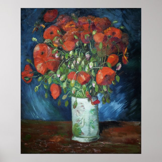 Poster Vase de Van Gogh com Poppies (Frente)
