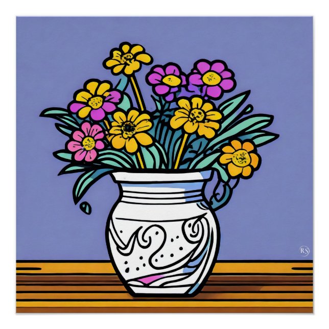 Pôster Vase E Flores Poster brilhante (Frente)