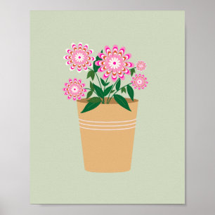 Poster Vase Floral Retroativa Pastel Verde