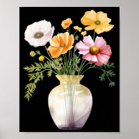 Vase Flowers Watercolor Imprimível
