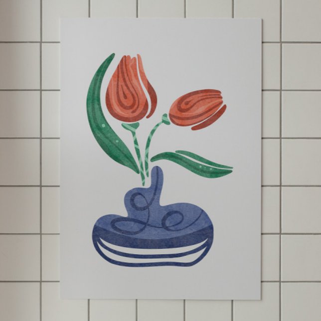 Poster Vase Moderno com Tulipas | Arte Floral Estática (Criador carregado)