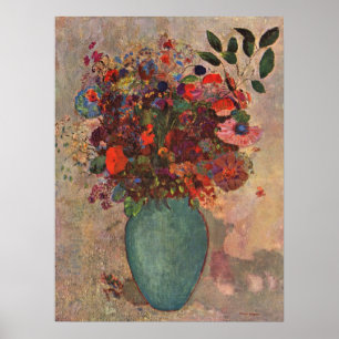 Pôster Vase Turca por Odilon Redon, Flores Vintage Art