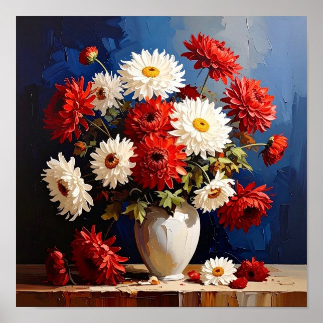 Poster Vase with Chrysanthemums After Van Gogh (Frente)