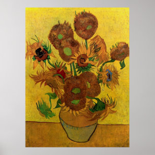 Pôster Vase with Fifteen Sunflowers by van Gogh