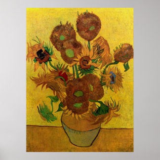 Pôster Vase with Fifteen Sunflowers by van Gogh