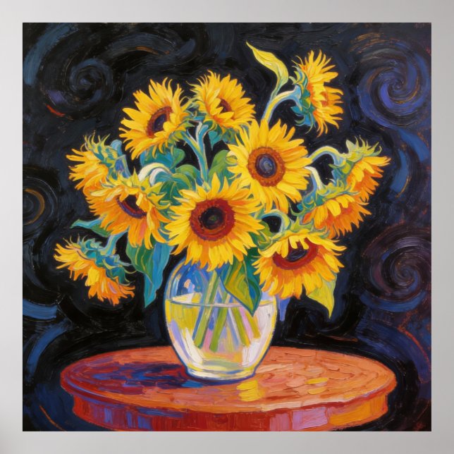 Poster Vase with Sunflowers After Van Gogh (Frente)