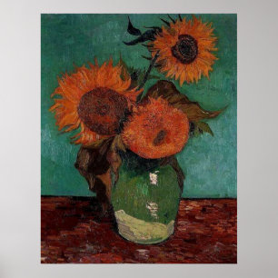 Poster vase with three sunflowers, van Gogh