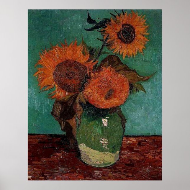 Poster vase with three sunflowers, van Gogh (Frente)