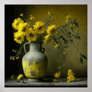Poster Vaso Antigo de Flores Amarelas