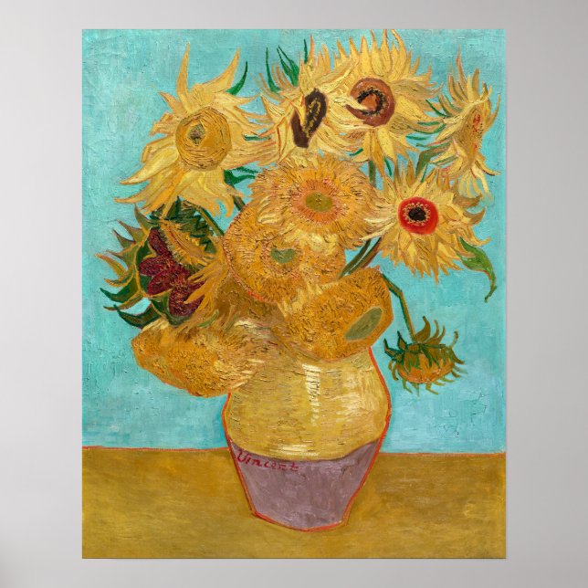 Poster Vaso com Doze Girassóis | Van Gogh | (Frente)