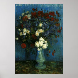Poster vaso com flores e papoilas, van Gogh