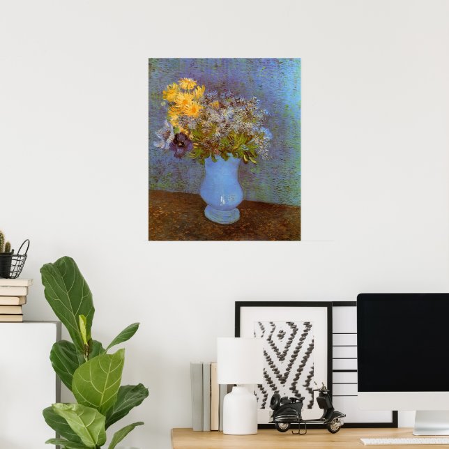 Pôster Vaso com Lilases e Margaridas de Vincent van Gogh (Escritório em casa)