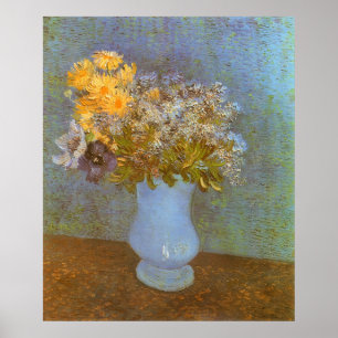 Poster Vaso com Lilases, Margaridas e Anêmonas por Van Go