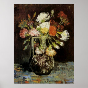 Pôster Vaso com os cravos brancos por Vincent van Gogh