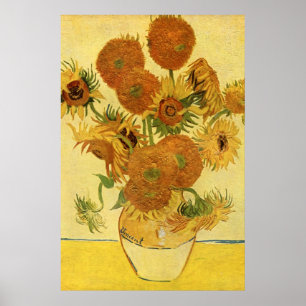 Poster Vaso com quinze girassóis, belas artes de Van Gog