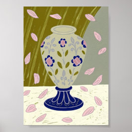 Poster Vaso de Cerâmica de Arte Popular Caprichosa com Ro