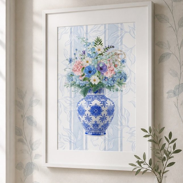 Poster Vaso de Chinoiserie Aquarela (Criador carregado)