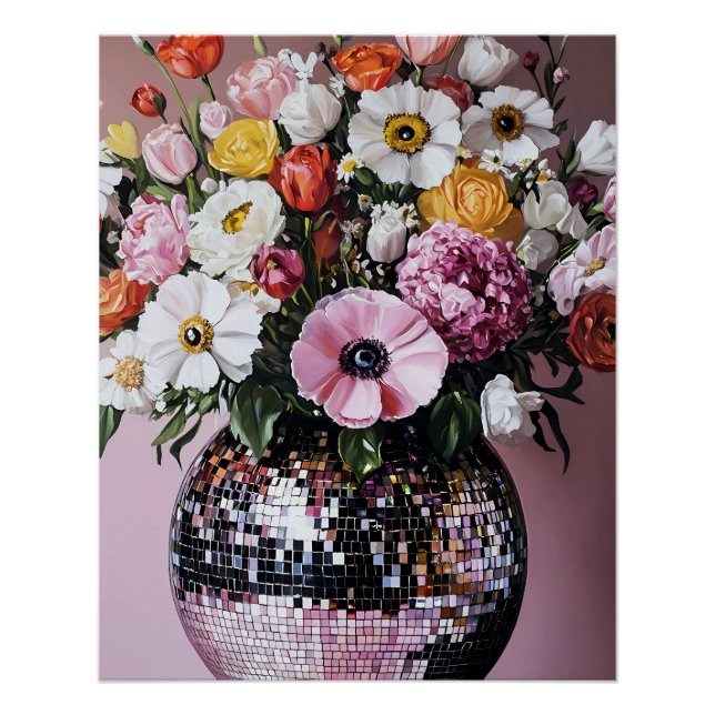 Pôster Vaso de Disco com Flores (Frente)