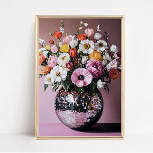 Poster Vaso de Disco com Flores