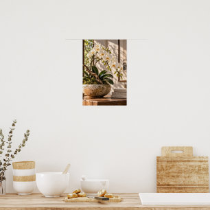 Poster Vaso de Flor de Rosa Vintage Elegante Arte de Pare