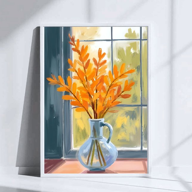 Poster Vaso de Flores de Outono Arte em Aquarela (Criador carregado)