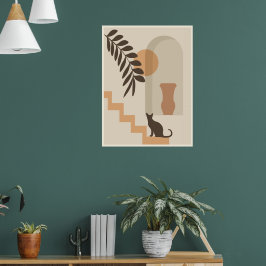 Poster Vaso de Folha de Escada Gato, Arte Geométrica Abst