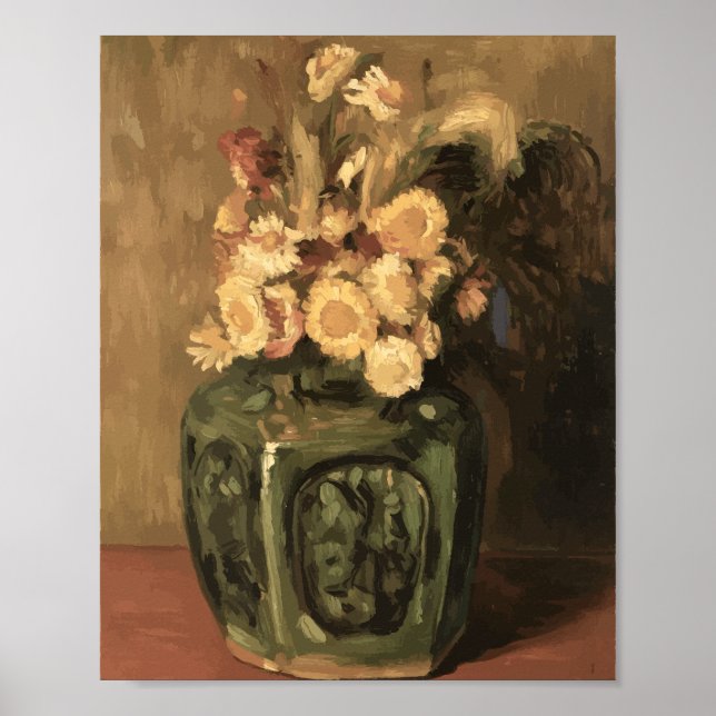 Poster Vaso de Gengibre Van Gogh com Crisântemos  (Frente)