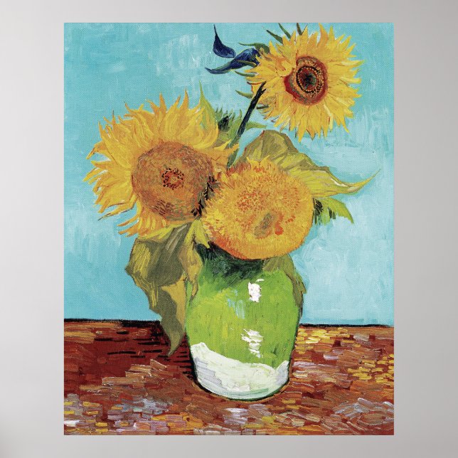 Poster Vaso de Girassóis de Vincent van Gogh (Frente)