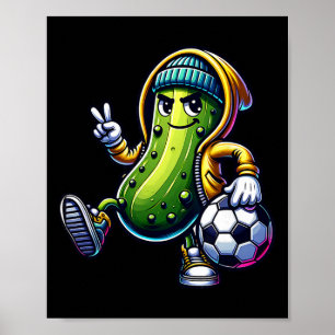 Poster Vaso de Pickle Jogador de Futebol Legal Vibes de D