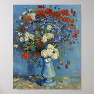 Poster Vaso de Van Gogh com Centáureas e Papoulas