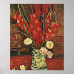 Poster Vaso de Van Gogh com Gladíolos Vermelhos