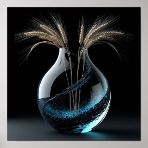 Poster Vaso de Vidro Elegante com Caules de Trigo