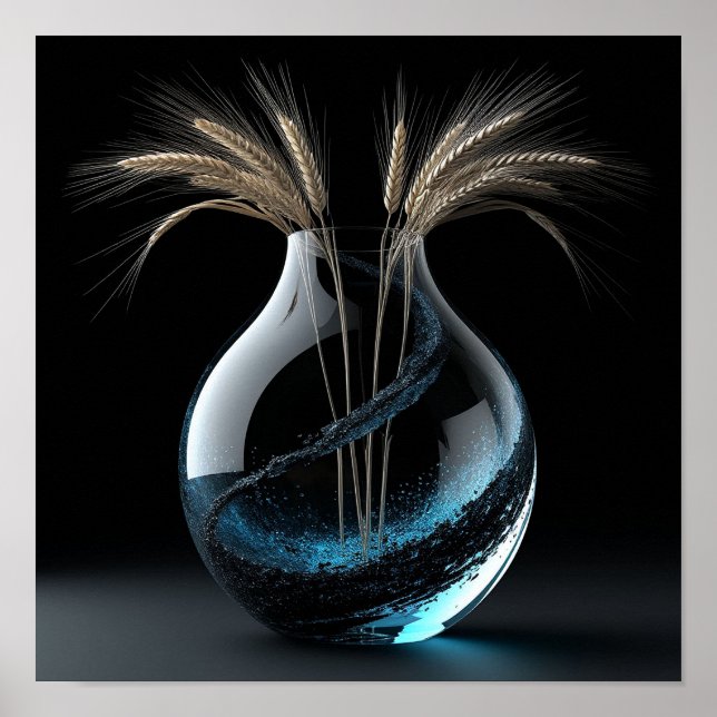 Poster Vaso de Vidro Elegante com Caules de Trigo (Frente)