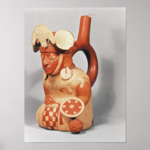 Poster Vaso do stirrup de Mochican na forma da