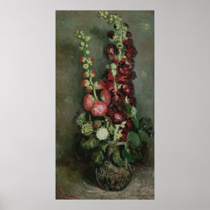 Pôster Vaso dos Hollyhocks, 1886 de Vincent van Gogh  