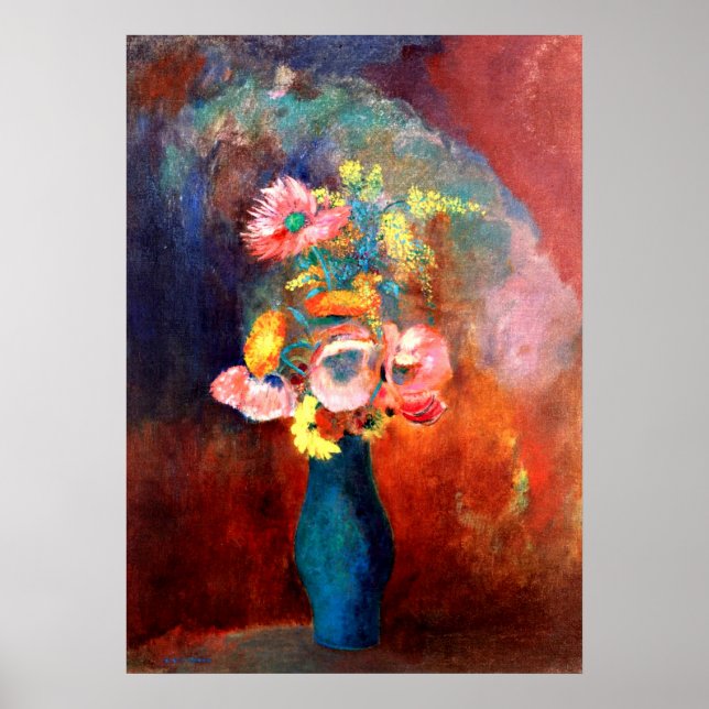 Pôster Vaso Eetéreo de Flores, pintura de Odilon Redon (Frente)
