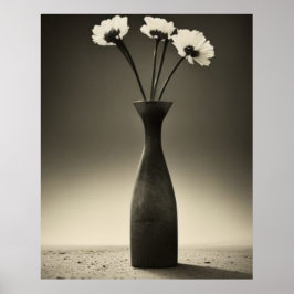 Poster Vaso preto e branco e flores