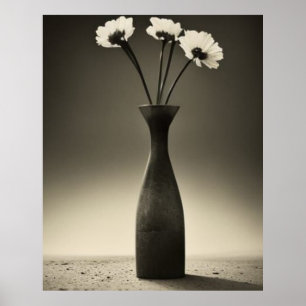 Poster Vaso preto e branco e flores